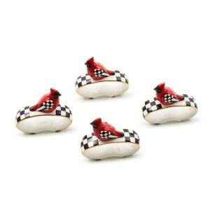 Cardinal Toile Napkin Rings, Set of 4
