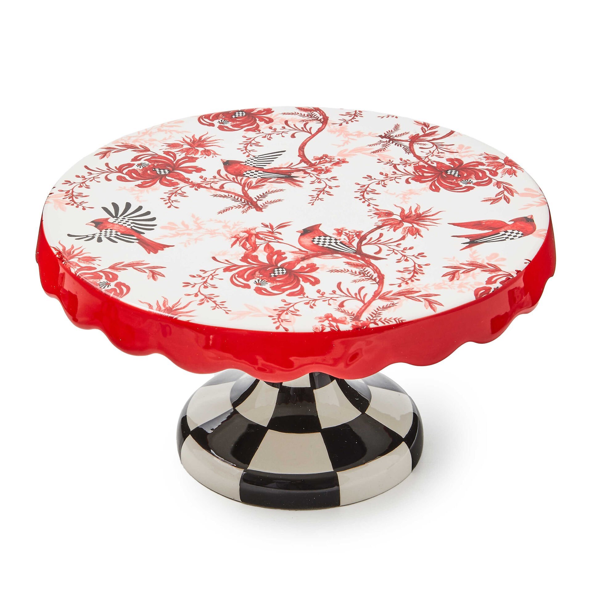 Cardinal Toile Small Pedestal Platter