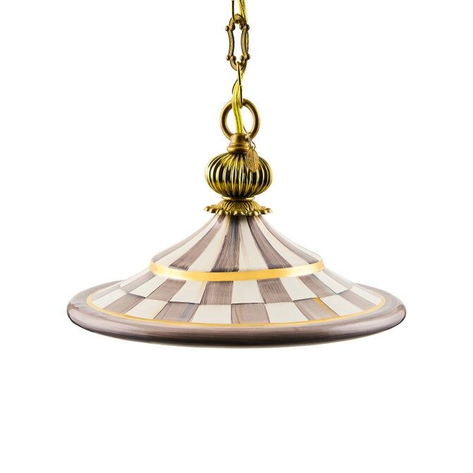 Sterling Check Flared Ceramic Pendant Lamp