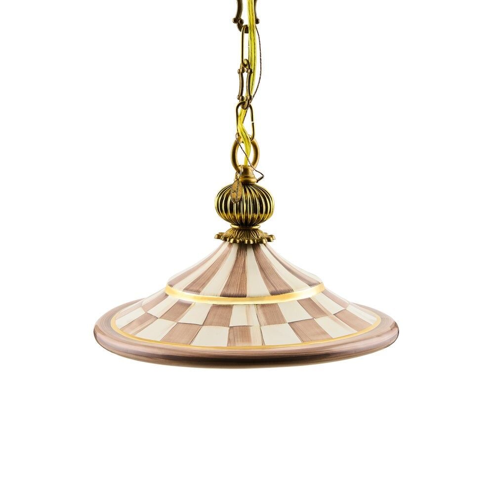 Mocha Check Flared Ceramic Pendant Lamp