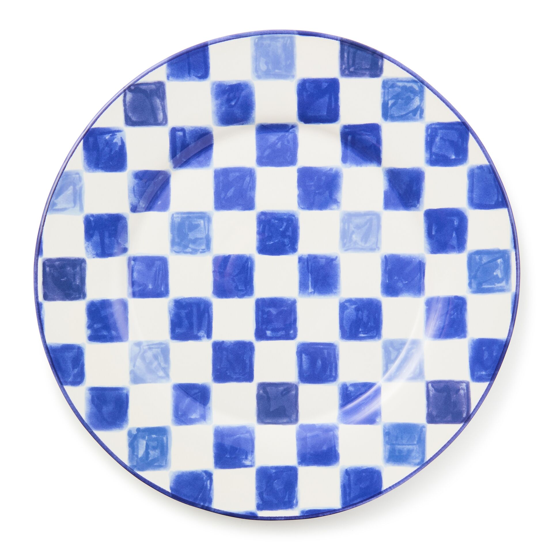Indigo Check Round Platter