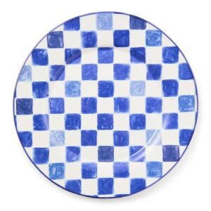 Indigo Check Round Platter