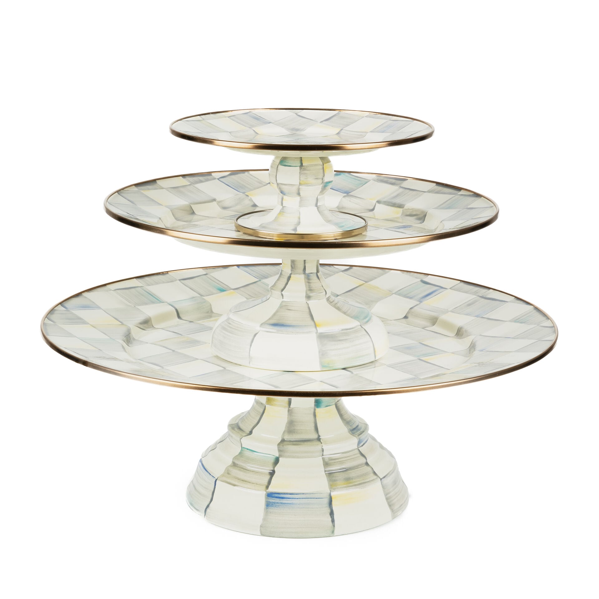 Sterling Check Large Pedestal Platter