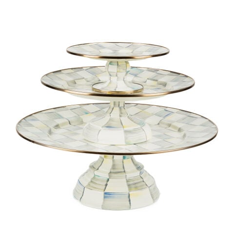 Sterling Check Large Pedestal Platter