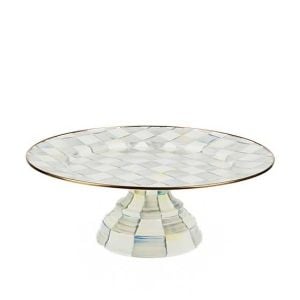 Sterling Check Small Pedestal Platter