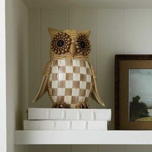 Autumnology Check Basket Weave Owl Figurine