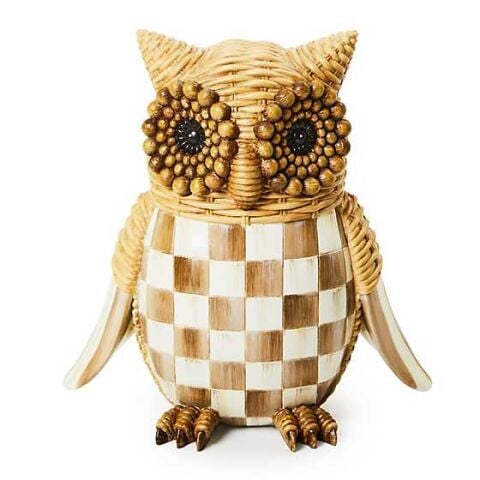 Autumnology Check Basket Weave Owl Figurine