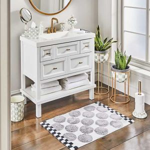 Sterling Check Enamel Waste Bin