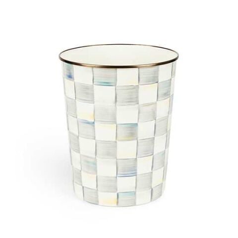Sterling Check Enamel Waste Bin