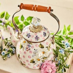 Wildflowers Enamel 2 Qt Tea Kettle - Pink