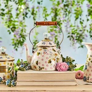Wildflowers Enamel 2 Qt Tea Kettle - Pink