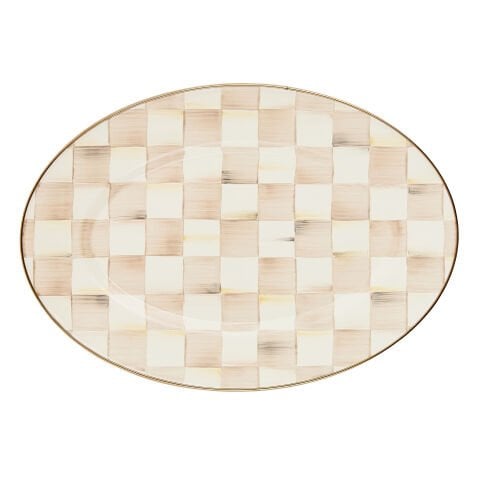 Mocha Check Small Oval Platter