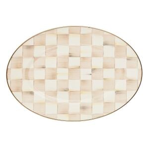 Mocha Check Small Oval Platter