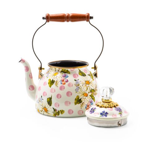 Wildflowers Enamel 2 Qt Tea Kettle - Pink