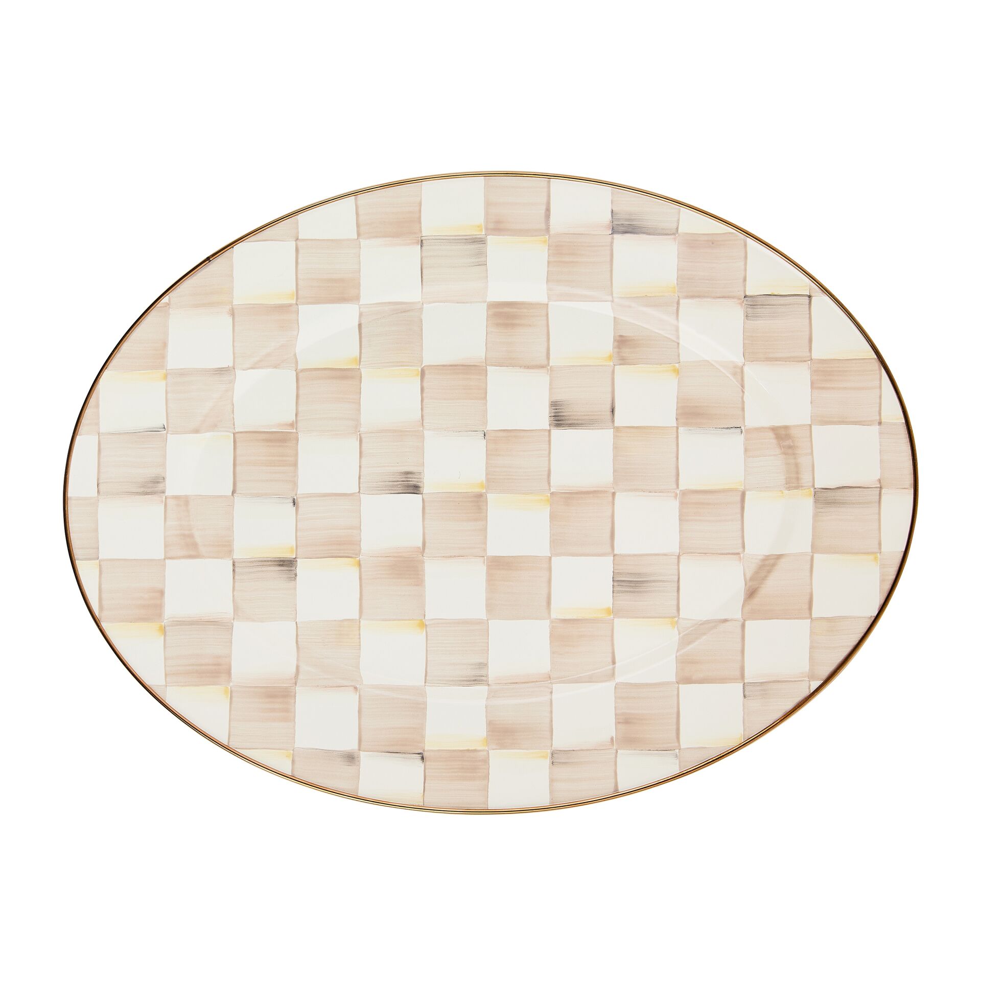 Mocha Check Medium Oval Platter