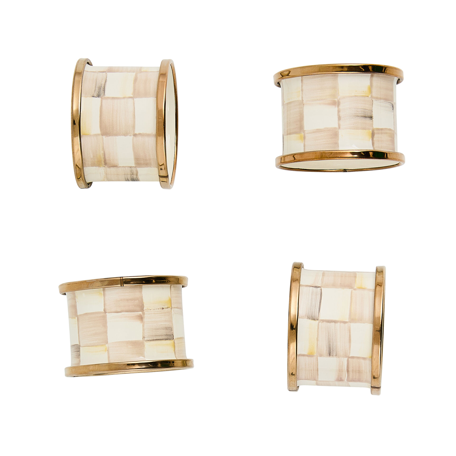 Mocha Check Napkin Rings Set of 4