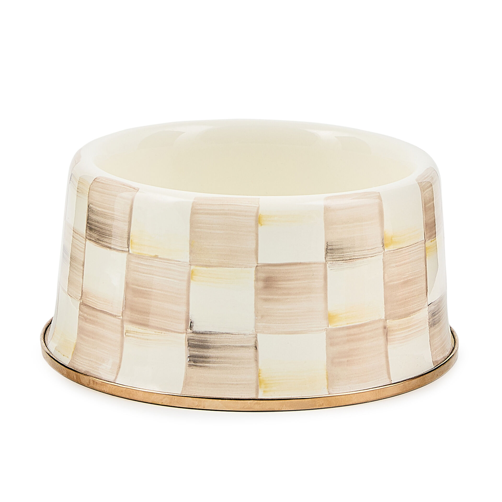 Mocha Check Medium Pet Dish