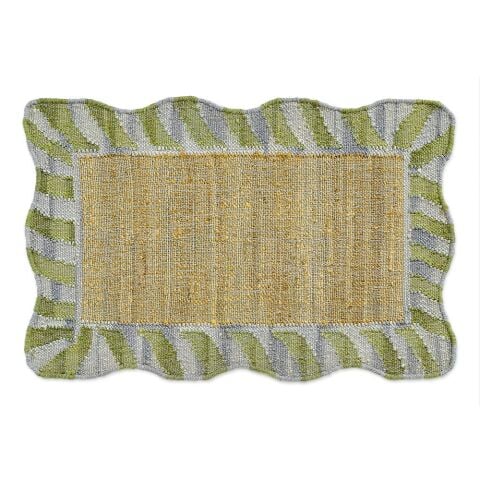 Jute Scalloped Purple and Green 2' x 3' Rug