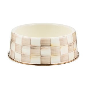 Mocha Check Large Pet Dish