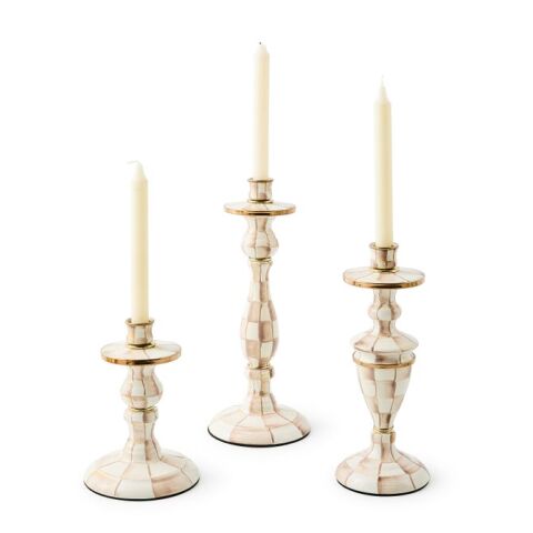 Mocha Check Small Candlestick