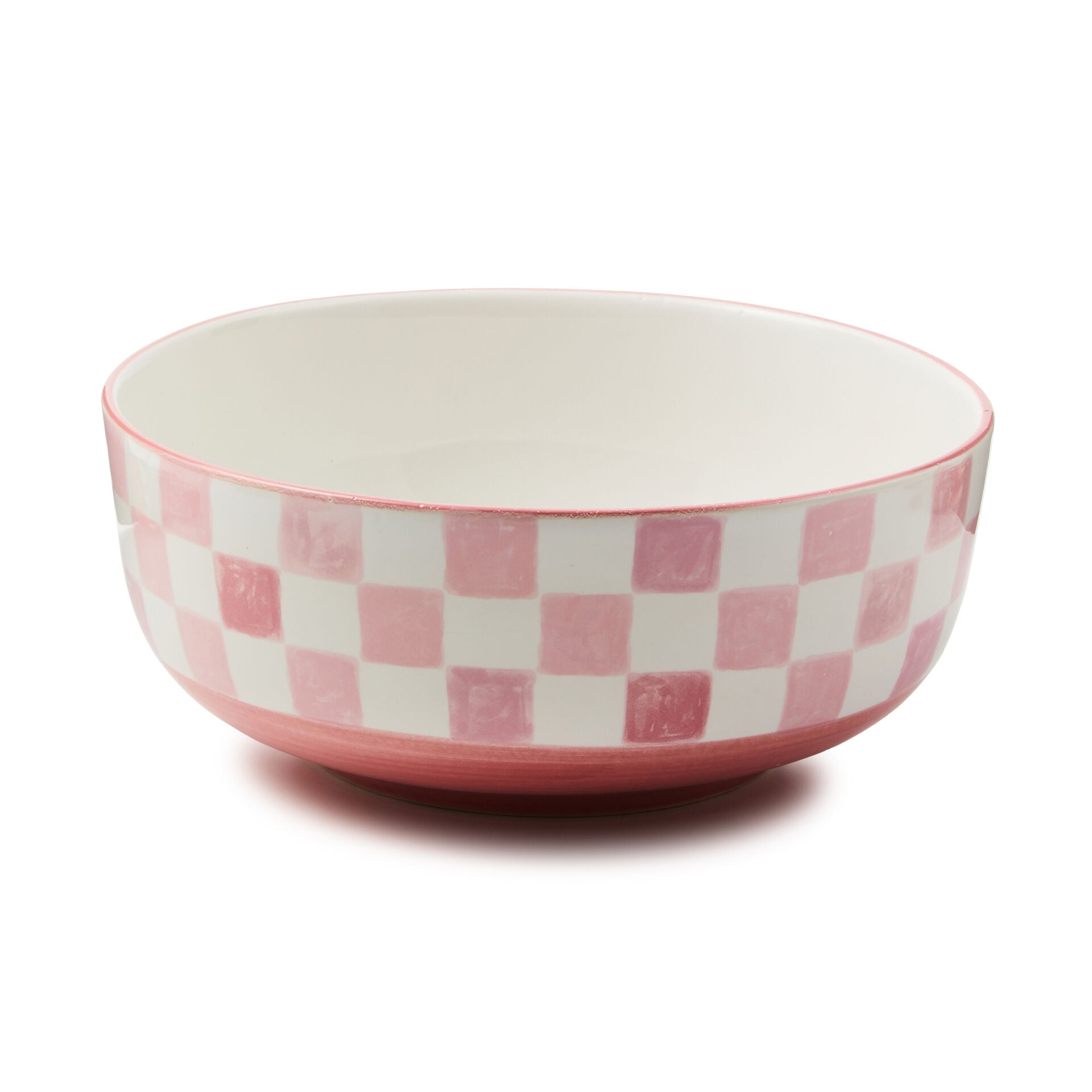 Pink Check Serving Bowl