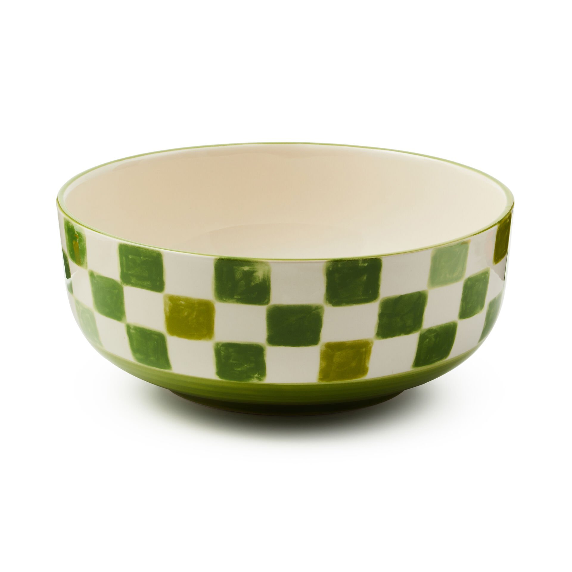 Green Check Serving Bowl
