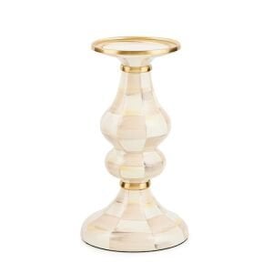 Mocha Check Medium Pillar Candlestick