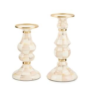 Mocha Check Medium Pillar Candlestick