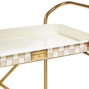 Mocha Check 2-Tier Kitchen Cart