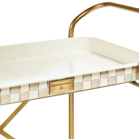 Mocha Check 2-Tier Kitchen Cart