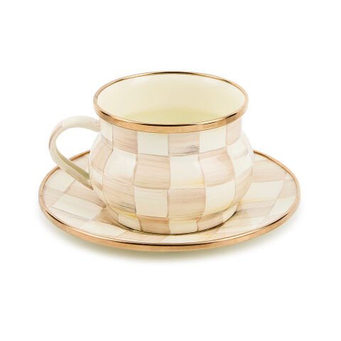 Mocha Check Teacup